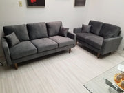 Velvet Upholstered 3Pcs Sofa Set- Grey Color #217011
