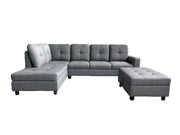 Grey Fabric Sectional With Storage Ottoman #212208