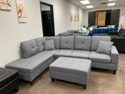 Grey Fabric Sectional With Storage Ottoman #212208
