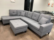 Grey Fabric Sectional With Storage Ottoman #212208
