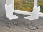 5Pcs Glass Table with Leather Rocking Chairs Dining Set - White