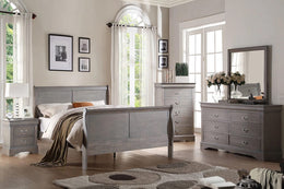 Solid Wood Sleigh Bedroom- Grey Color