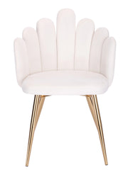 White Velvet Accent Chair With Golden Legs-#21Medley
