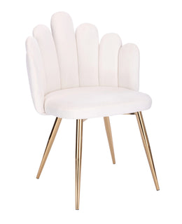 White Velvet Accent Chair With Golden Legs-#21Medley