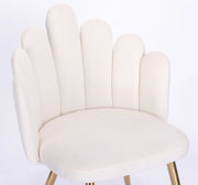 White Velvet Accent Chair With Golden Legs-#21Medley