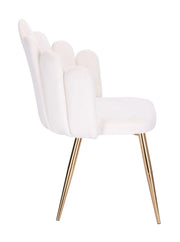 White Velvet Accent Chair With Golden Legs-#21Medley