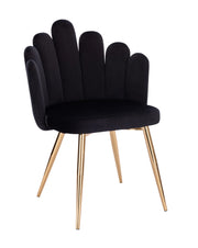 Black Velvet Accent Chair With Golden Legs-#21Medley