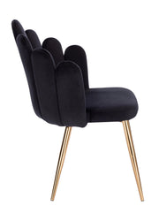 Black Velvet Accent Chair With Golden Legs-#21Medley