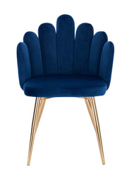 Blue Velvet Accent Chair With Golden Legs-#21Medley