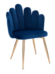 Blue Velvet Accent Chair With Golden Legs-#21Medley