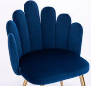 Blue Velvet Accent Chair With Golden Legs-#21Medley