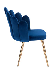 Blue Velvet Accent Chair With Golden Legs-#21Medley