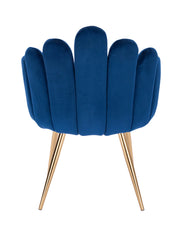 Blue Velvet Accent Chair With Golden Legs-#21Medley
