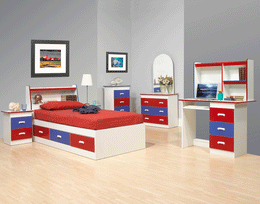 Canadian Made Kids Bedroom Set with Bookshelf Headboard #0977
