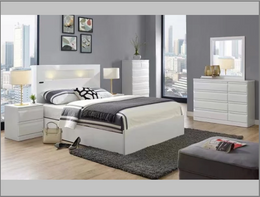 Modern Lacquer Finish Eyes Bedroom Set - White Color #15EYES