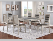 Solid Wood Mirror Edge Dining Set with Expandable Top Table with Deep Chairs- Campaign Color