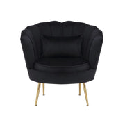 Black Velvet Lounge Chair With Golden Legs- #21Queen