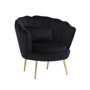 Black Velvet Lounge Chair With Golden Legs- #21Queen