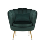 Green Velvet Lounge Chair With Golden Legs- #21Queen