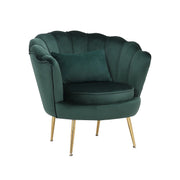 Green Velvet Lounge Chair With Golden Legs- #21Queen