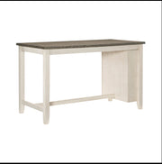 Wooden Counter Height Table with Side Shelves and Counter Stools 5Pcs Set