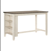 Wooden Counter Height Table with Side Shelves and Counter Stools 5Pcs Set