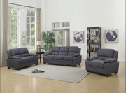 Grey Linen Fabric Upholstered Sofa Set with Padded Arms- #119151