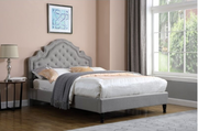 Fabric Upholstered Bed with Tufted Button Headboard- Laury