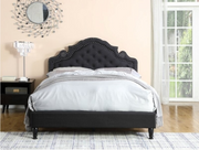 Fabric Upholstered Bed with Tufted Button Headboard- Laury
