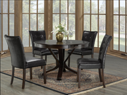 Wooden Round Table with 4 PU Leather Upholstered Chairs Dining Set #112621