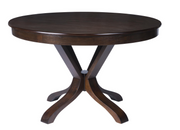 Wooden Round Table with 4 PU Leather Upholstered Chairs Dining Set #112621