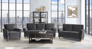 Grey Velvet Upholstered Sofa and Love Seat Set#119348