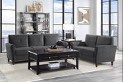 Grey Velvet Upholstered Sofa and Love Seat Set#119348