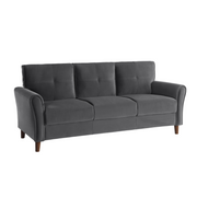 Grey Velvet Upholstered Sofa and Love Seat Set#119348
