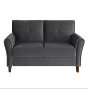 Grey Velvet Upholstered Sofa and Love Seat Set#119348