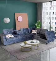 Velvet Upholstered with RHF/LHF Chaise #16TANYA