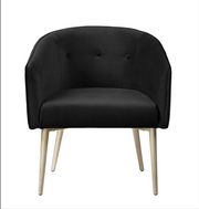 Velvet Fabric Accent Chair with Silver Legs- Black Color #111141