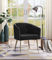 Velvet Fabric Accent Chair with Silver Legs- Black Color #111141