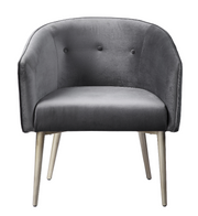 Velvet Fabric Accent Chair with Silver Legs- Grey Color #111141