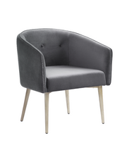 Velvet Fabric Accent Chair with Silver Legs- Grey Color #111141