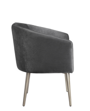 Velvet Fabric Accent Chair with Silver Legs- Grey Color #111141