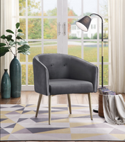 Velvet Fabric Accent Chair with Silver Legs- Grey Color #111141