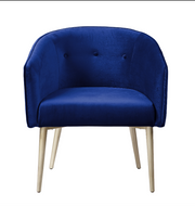Velvet Fabric Accent Chair with Silver Legs- Blue Color #111141