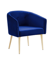Velvet Fabric Accent Chair with Silver Legs- Blue Color #111141