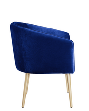 Velvet Fabric Accent Chair with Silver Legs- Blue Color #111141