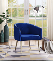 Velvet Fabric Accent Chair with Silver Legs- Blue Color #111141