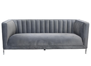 Velvet Sofa Set with Chrome Legs- Grey Color #0619043