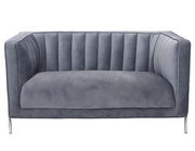 Velvet Sofa Set with Chrome Legs- Grey Color #0619043