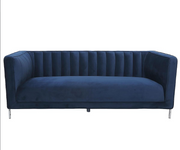 Velvet Sofa Set with Chrome Legs- Blue Color #0619043