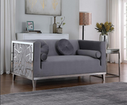 Velvet Sofa Set with Stainless Steel Frame and Chrome Finish Legs-Grey Color #0623381